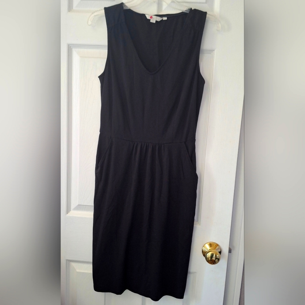 Boden Jersey Knit Dress Black Casual Pockets Womens US Size 8 Athleisure Coastal